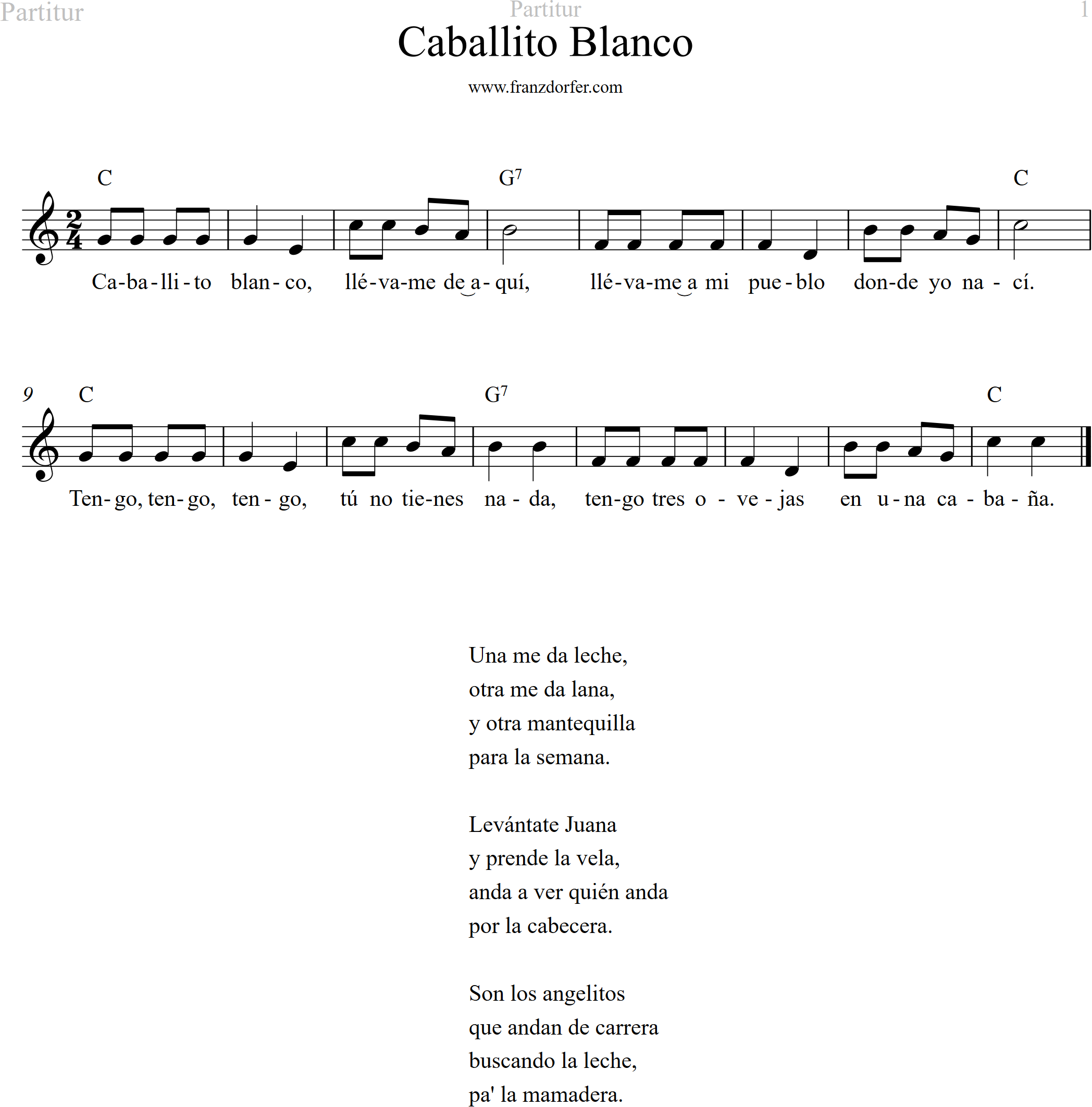 leadsheet, C-Major, caballito